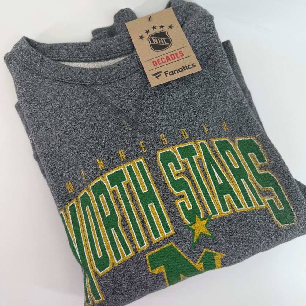 Fanatics Minnesota North Stars NHL Decades Sweatshirt Gray Mens Medium‎